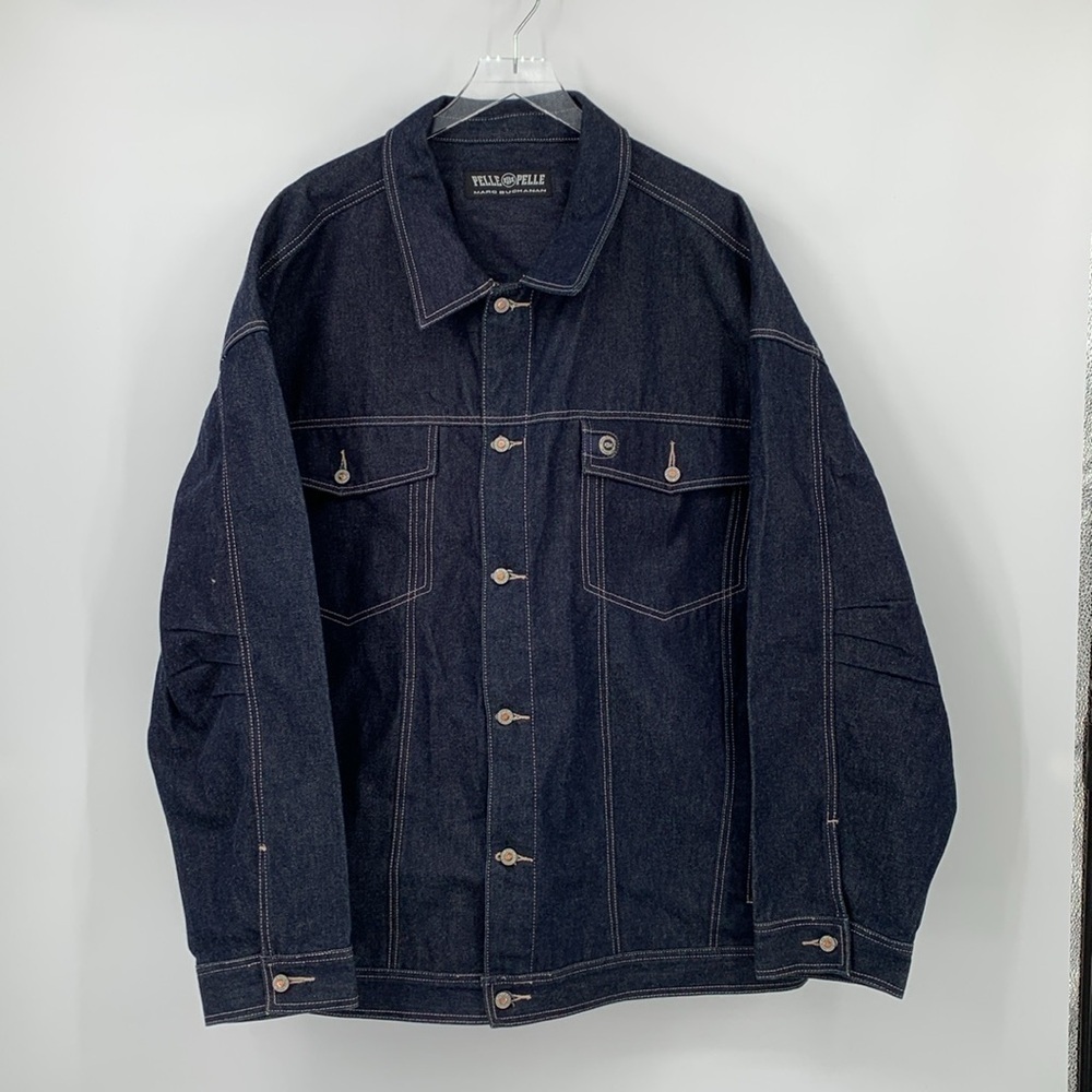 Pelle Pelle Jeans Marc Buchanan denim jacket dark wash blue big coat men 4X 4XL